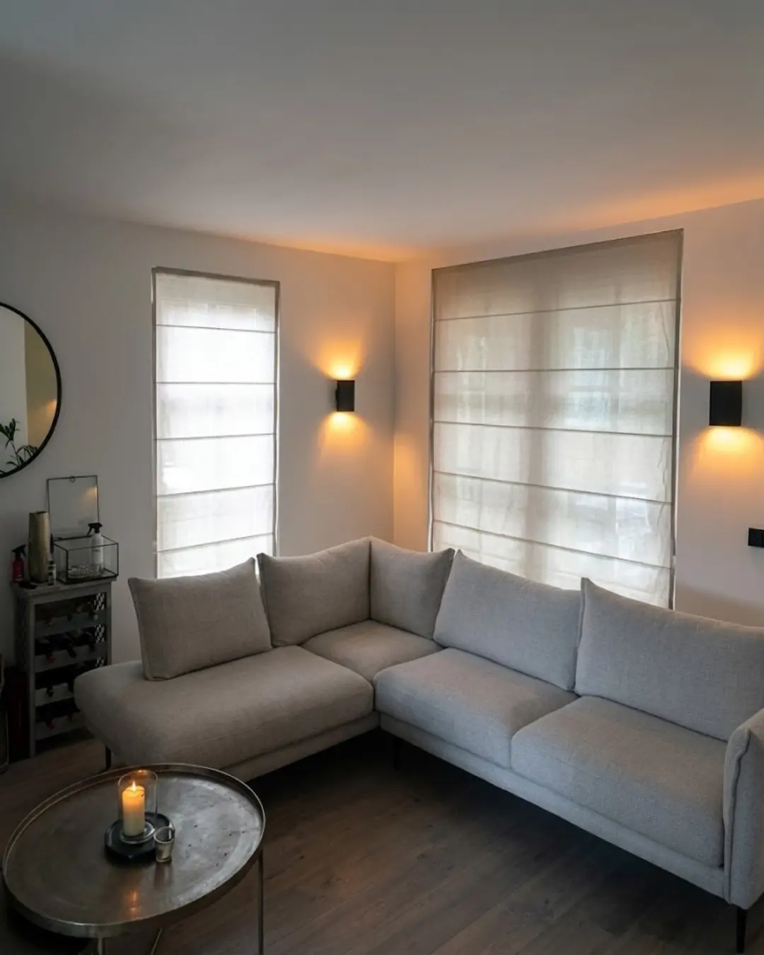 Vouwgordijnen, voorbeeld interieur